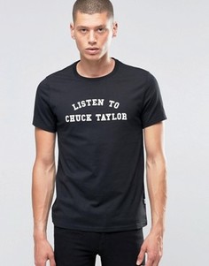 Черная футболка Converse Listen To Chuck Taylor 10001966-A01 - Черный