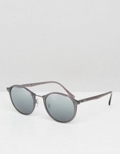 Круглые солнцезащитные очки-авиаторы с зеркальными стеклами Ray-Ban 0RB4242 - Черный