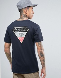 Темно-синяя футболка с принтом на спине Volcom Appointed - Темно-синий