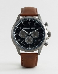 Часы с хронографом и коричневым кожаным ремешком Michael Kors MK8536 Gage - Коричневый