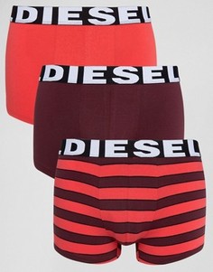 Набор из 3 боксеров-брифов в полоску Diesel - Красный
