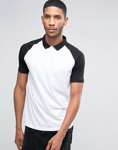 Черно-белая футболка поло с контрастными рукавами и воротником ASOS - Белый