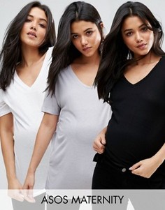 3 футболки в рубчик для беременных ASOS Maternity - СКИДКА 25 - Мульти