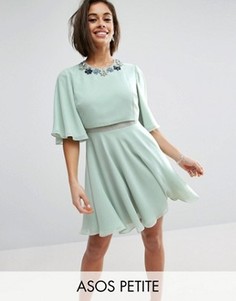 Платье мини с цветочной отделкой и рукавами-бабочка ASOS PETITE - Мульти