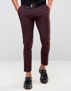 Бордовые супероблегающие укороченные брюки ASOS - Фиолетовый