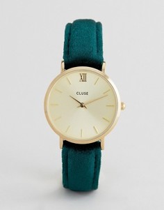 Часы с бархатным ремешком Cluse Minuit CL30040 - Зеленый