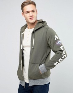 Худи оливкового цвета на молнии с аппликацией логотипа Abercrombie &amp; Fitch - Зеленый