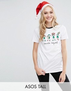 Новогодняя футболка с принтом ASOS TALL - Белый