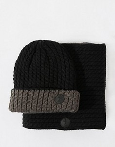 Подарочный набор с шапкой и шарфом‑снуд Religion - Черный