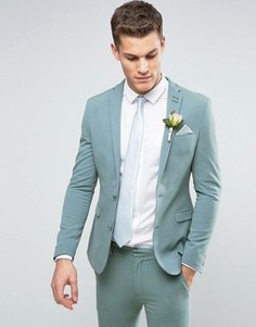 Синий супероблегающий пиджак пастельного оттенка ASOS WEDDING - Зеленый
