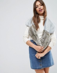 Шарф из искусственного меха в стиле колор блок ASOS - Мульти