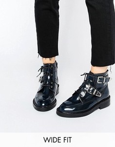 Кожаные ботильоны для широкой стопы ASOS ABE - Темно-синий