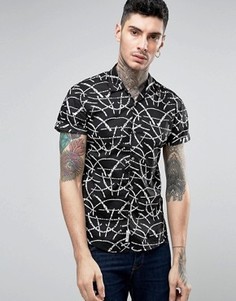 Рубашка с черным принтом листьев Scotch and Soda - Черный