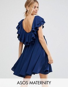 Приталенное платье мини с глубоким вырезом сзади ASOS Maternity - Синий