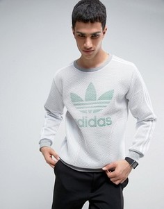 Сетчатый свитер с круглым вырезом adidas Originals - Белый