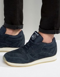 Кожаные крепированные кроссовки Reebok Classic - Синий