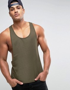 Майка-борцовка с заниженными проймами ASOS - Зеленый