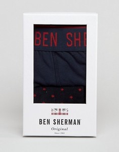 Подарочный набор с темно-синими боксерами-брифами и носками Ben Sherman - Темно-синий