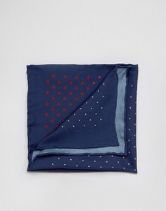 Шелковый платок для пиджака в разноцветный горошек Original Penguin - Темно-синий