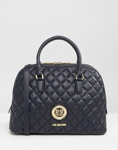 Стеганая сумка с короткими ручками Love Moschino - Темно-синий