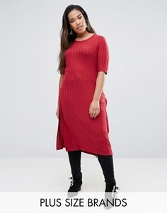 Длинный трикотажный топ с разрезами по бокам Junarose - Красный