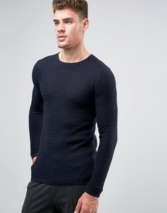 Фактурный джемпер слим Jack &amp; Jones Premium - Темно-синий