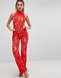 Кружевной комбинезон PrettyLittleThing - Красный