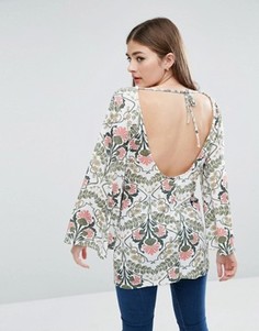 Топ с открытой спиной и рукавами-колокол ASOS - Мульти