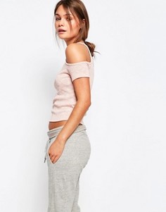 Топ в рубчик с открытыми плечами New Look - Розовый