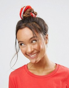 Новогодняя резинка для волос с блестками ASOS - Красный