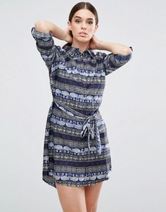 Платье-рубашка с принтом слона AX Paris - Темно-синий