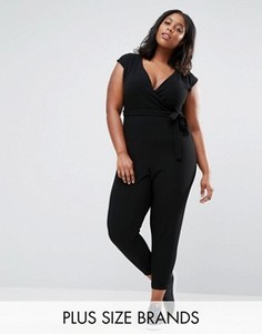 Приталенный комбинезон с запахом New Look Plus - Черный
