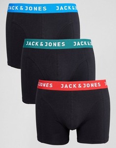 Набор из 3 боксеров-брифов с контрастным поясом Jack &amp; Jones - Черный