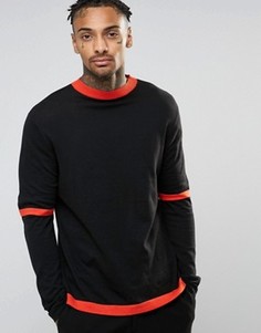 Хлопковый джемпер с двойными рукавами ASOS - Черный