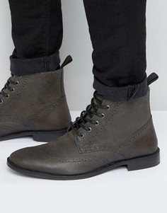 Серые кожаные броги ASOS - Серый