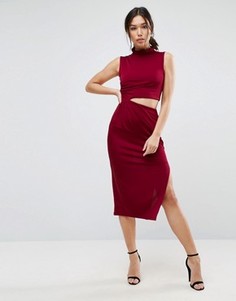 Платье миди с высоким воротом и узлом ASOS - Красный