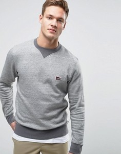 Свитшот с логотипом на груди и контрастной горловиной и низом Jack &amp; Jones Originals - Серый
