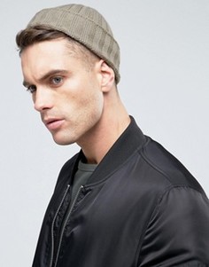Светло-серая шапка в рыбацком стиле в рубчик ASOS - Серый