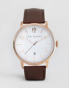 Классические часы с кожаным ремешком и корпусом цвета розового золота Ted Baker - Коричневый