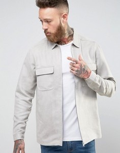 Свободная рубашка из искусственной замши на молнии ASOS - Серый