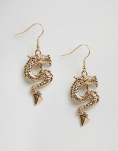 Серьги с драконом ASOS - Золотой