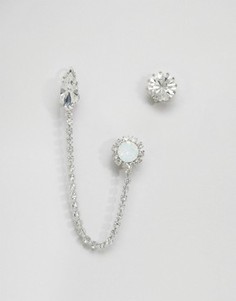 Непарные серьги с кристаллами Swarovski от Krystal - Серебряный