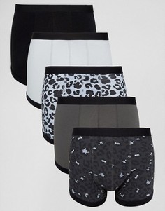 Набор из 5 боксеров-брифов с леопардовым принтом ASOS, СКИДКА - Мульти