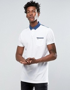 Поло классического кроя с контрастным воротником Hilfiger Denim - Белый