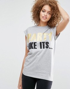 Футболка с принтом Party ASOS - Серый