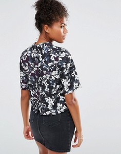 Блузка с цветочным принтом Neon Rose - Черный
