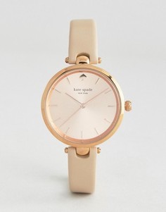 Часы цвета розового золота с кожаным ремешком Kate Spade New York - Золотой
