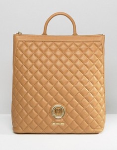 Структурированный стеганый рюкзак Love Moschino - Бежевый