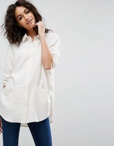 Свободная саржевая рубашка ASOS - Бежевый