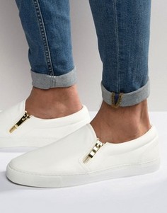 Белые кеды-слипоны с молниями ASOS - Белый